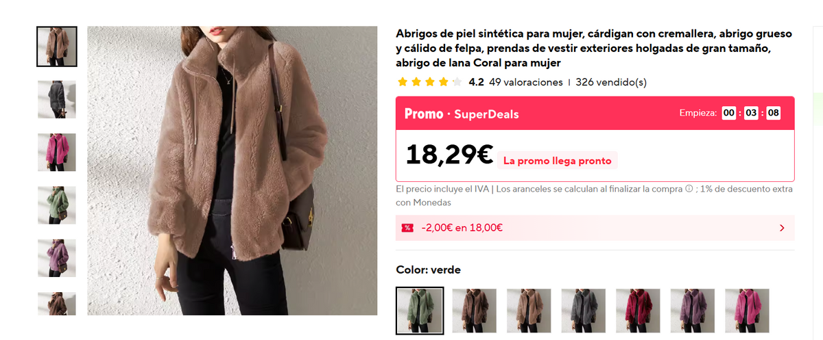 Brumelle Teddy Zip Jacket - referencia AliExpress
