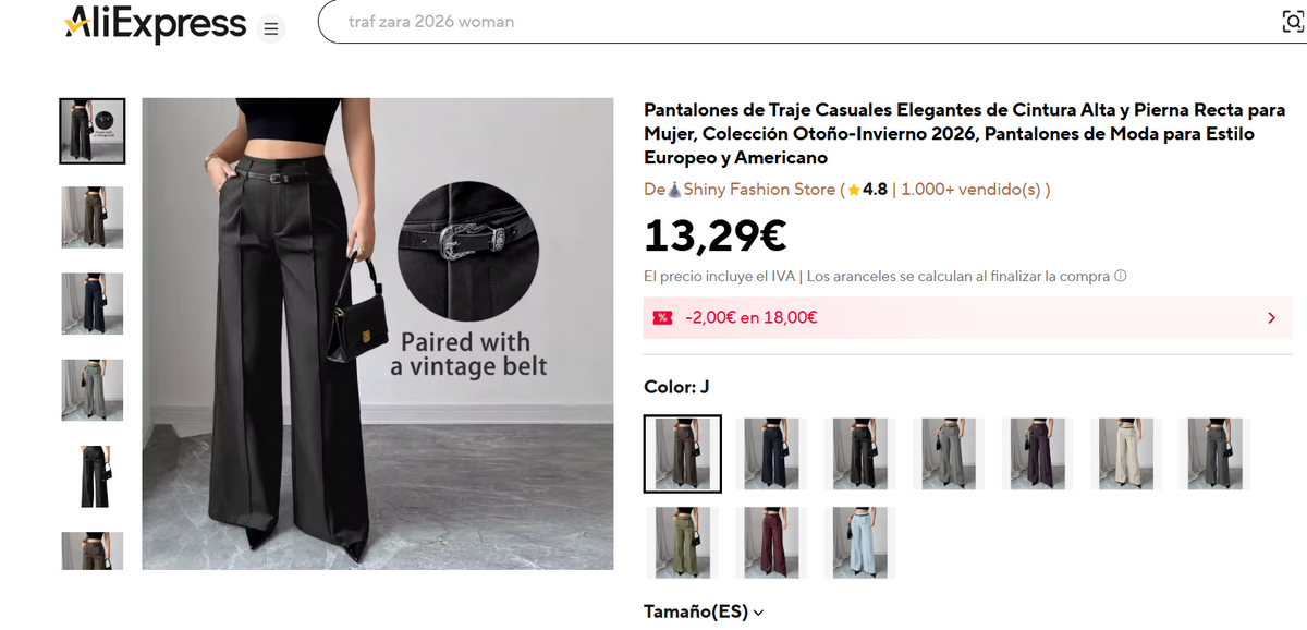 Brumelle Belted Straight Pants - referencia AliExpress