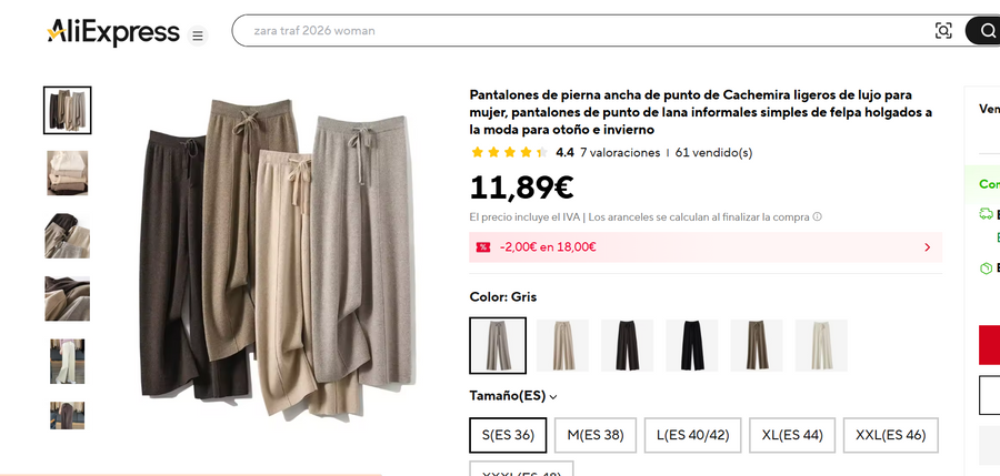 Brumelle Wide Leg Knit Pants - referencia AliExpress