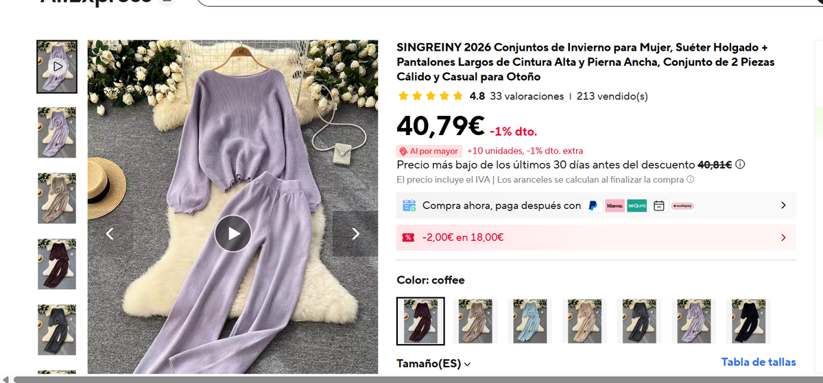Brumelle Cozy Knit Set - referencia AliExpress